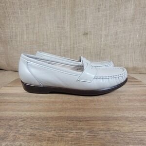 SAS Leather Penny Loafers Tripad Comfort Slip On Walking Shoes Womens 7 White